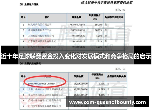 近十年足球联赛资金投入变化对发展模式和竞争格局的启示